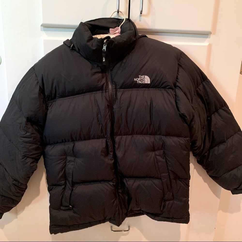 The North Face Men's Medium Black Down Nuptse 700 Puffer Jacket w/ Foldable Hood